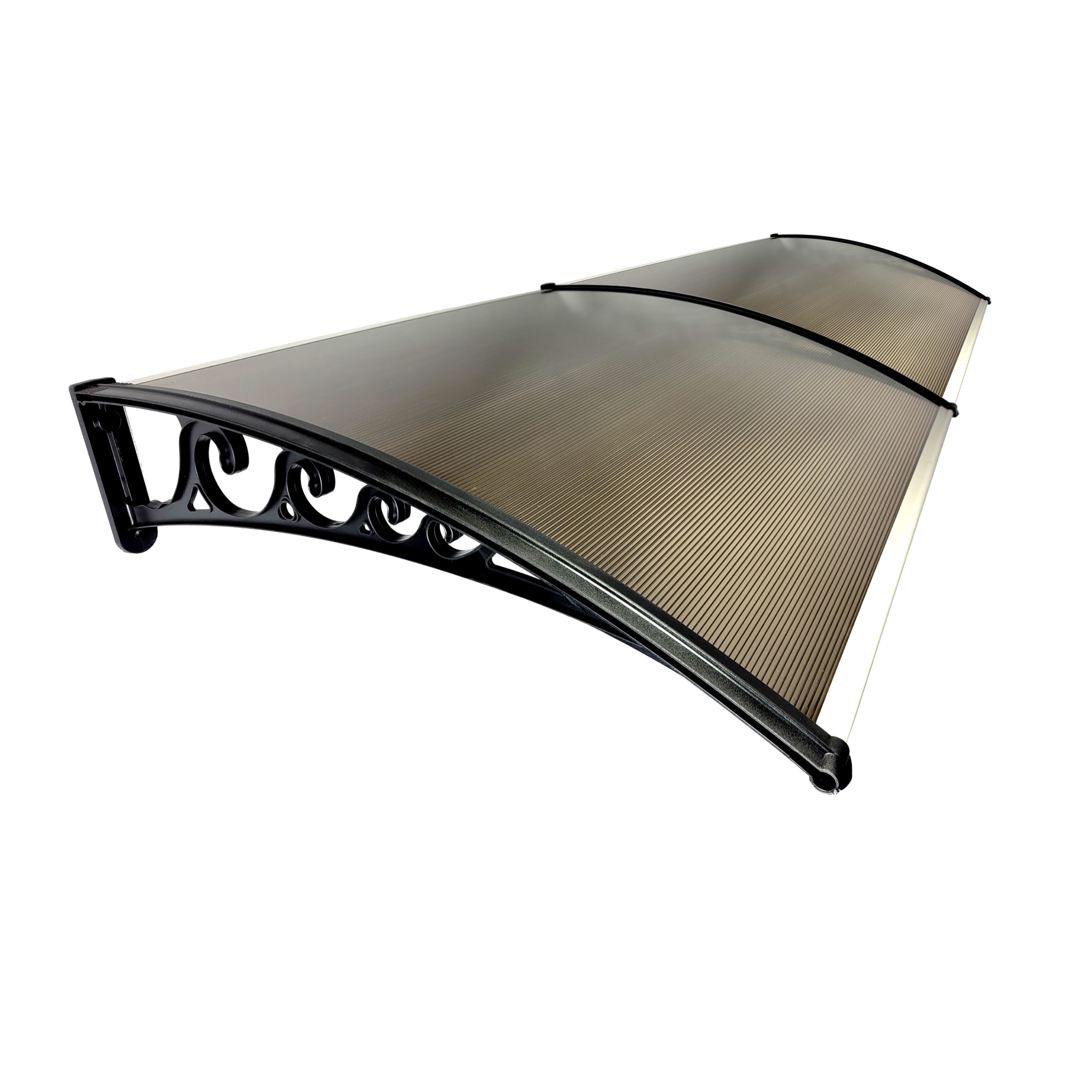 Daszek Klasyczny 200x120 Brązowy Poliwęglan | Czarne Wsporniki